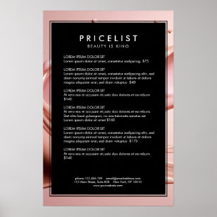 Blush Pink Schönheitssalon Preisliste  Poster