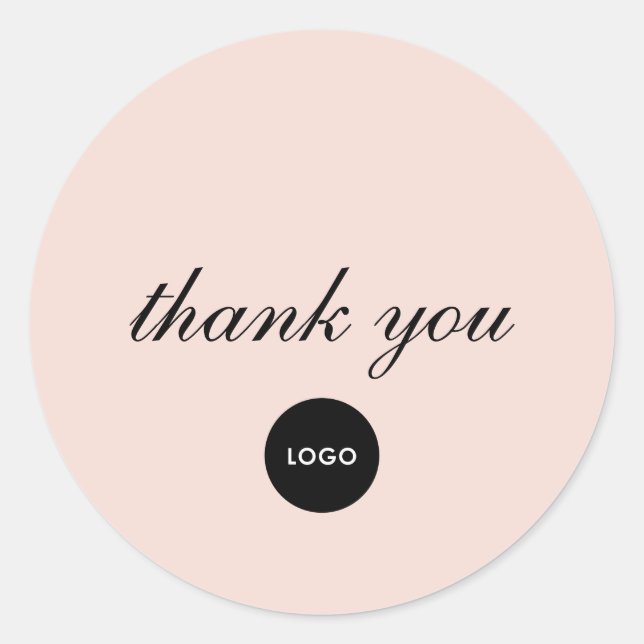 Blush Pink Schrift-Logo Danke Runder Aufkleber (Vorderseite)