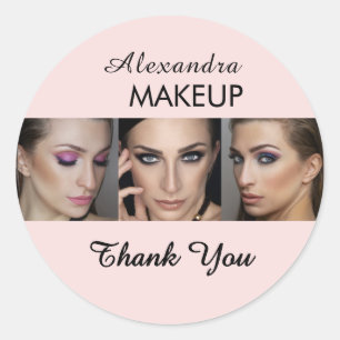 Blush Pink Schrift Logo Foto Make-up Danke Runder Aufkleber