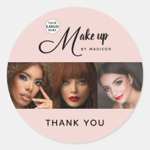 Blush Pink Schrift Logo Foto Make-up Danke Runder Aufkleber