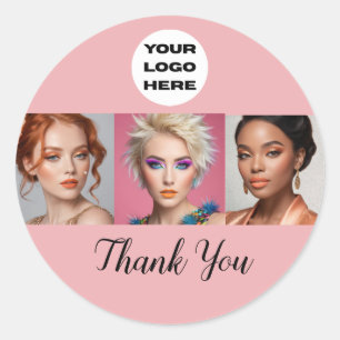Blush Pink Schrift Logo Foto Make-up Danke Runder Aufkleber