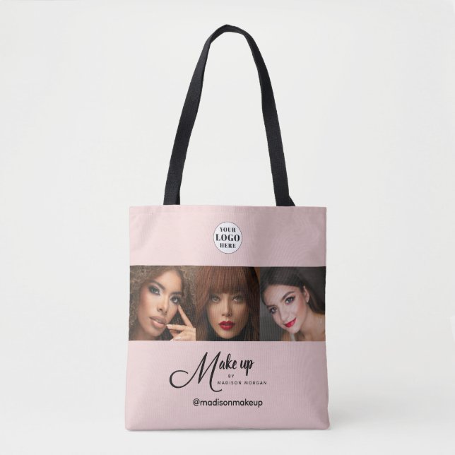 Blush Pink Schrift Logo Foto Makeup Studio (Vorderseite)
