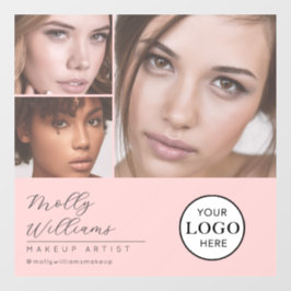 Blush Pink Schrift Logo Foto Makeup Studio Fenster Fensteraufkleber