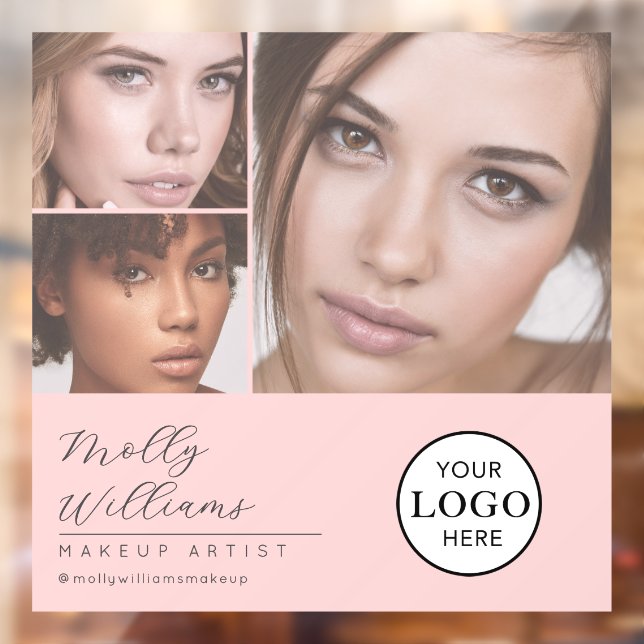 Blush Pink Schrift Logo Foto Makeup Studio Fenster Fensteraufkleber (Blatt 2)