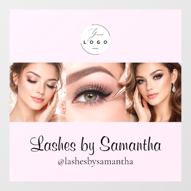 Blush Pink Schrift Logo Foto Makeup Studio Fenster Fensteraufkleber (Blatt)