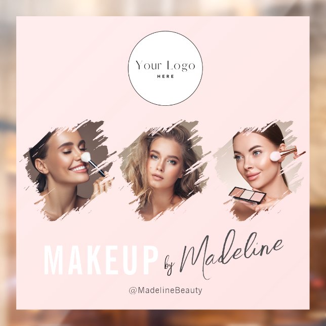 Blush Pink Schrift Logo Foto Makeup Studio Fensteraufkleber (Blatt 2)