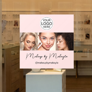 Blush Pink Schrift Logo Foto Makeup Studio Fensteraufkleber
