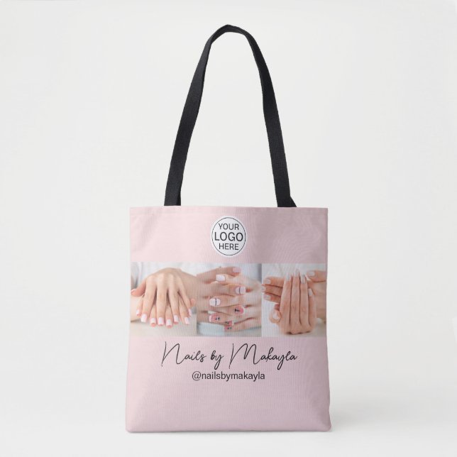 Blush Pink Schrift Logo Foto Nagelstudio (Vorderseite)