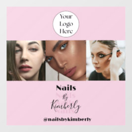 Blush Pink Schrift Logo Foto Nagelstudio Fensteraufkleber
