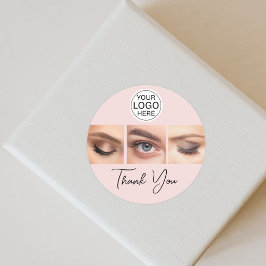 Blush Pink Schrift Logo Foto Wimpern Danke Runder Aufkleber