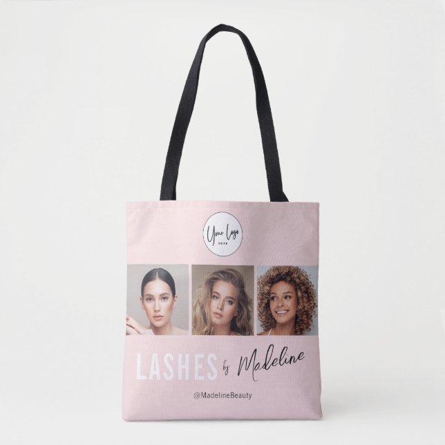 Blush Pink Schrift-Logo Foto Wimpern Studio (Vorderseite)