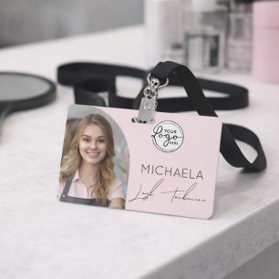 Blush Pink Schrift Logo Foto Wimperntechnikerin Ausweis