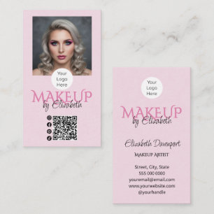 Blush Pink Schrift Logo QR Code Foto Makeup Visitenkarte