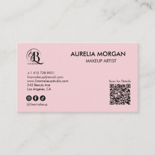Blush-Pink-Schrift-Social-Icon-QR-Code 3 Foto  Visitenkarte