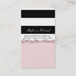 Blush Pink Schwarz-weiße Rose Gold Freundschaftswe Empfehlungskarte