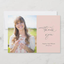 Blush Pink Script Foto Abschluss Vielen Dank