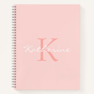 Blush Pink Script Girly Chic Monogram Name Notizbuch