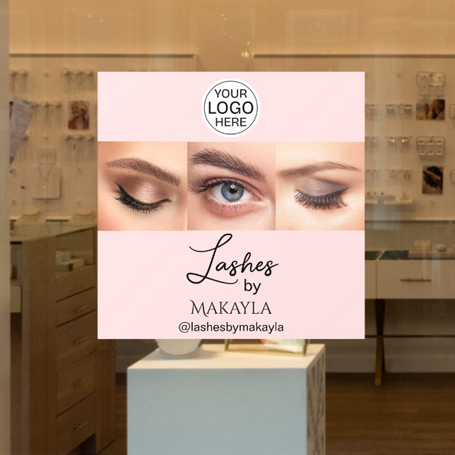 Blush Pink Script Logo Foto Wimpernstudio Fensteraufkleber (Von Creator hochgeladen)