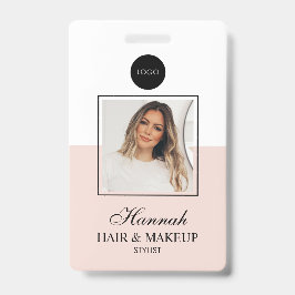 Blush Pink Script Logo Hair Photo Makeup Ausweis