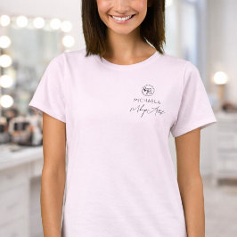 Blush Pink Script Logo Makeup Staff T-Shirt