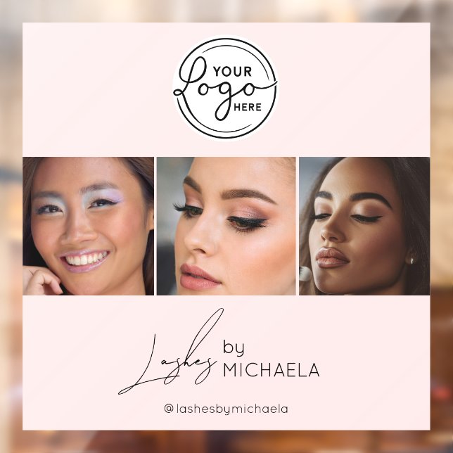 Blush Pink Script Logo Photo Lashes Studio  Fensteraufkleber (Blatt 2)