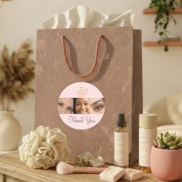 Blush Pink Script Logo Photo Lashes Thank You Runder Aufkleber