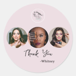 Blush Pink Script Logo Photo Makeup Artist Runder Aufkleber
