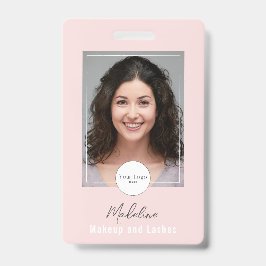 Blush Pink Script Logo Photo Makeup Ausweis