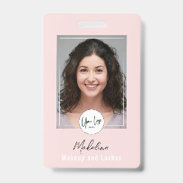 Blush Pink Script Logo Photo Makeup Ausweis