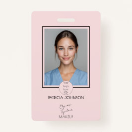 Blush Pink Script Logo Photo Makeup Ausweis