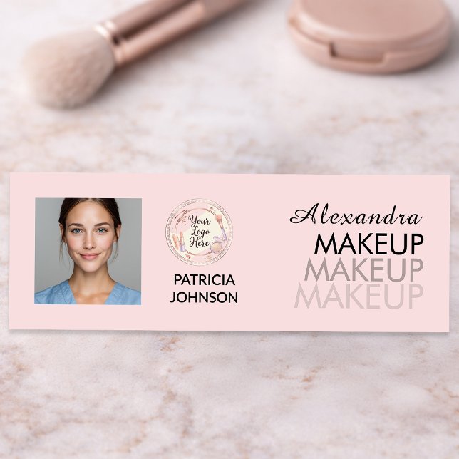 Blush Pink Script Logo Photo Makeup Namenschild (Von Creator hochgeladen)