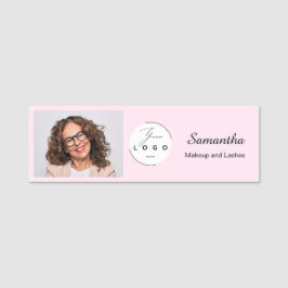 Blush Pink Script Logo Photo Makeup Namensschild