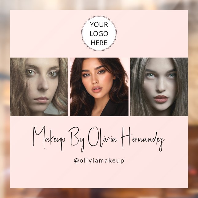 Blush Pink Script Logo Photo Makeup Studio Fensteraufkleber (Blatt 2)