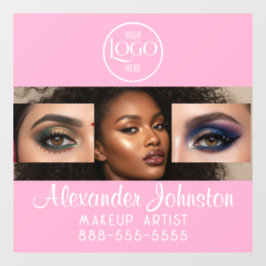 Blush Pink Script Logo Photo Makeup Studio Fensteraufkleber