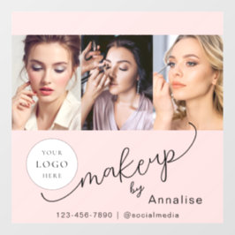 Blush Pink Script Logo Photo Makeup Studio Fensteraufkleber