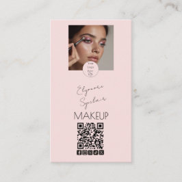 Blush Pink Script Logo QR Code Photo Makeup Visitenkarte