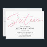 Blush Pink Script Modern Sweet 16 Birthday Party Einladung<br><div class="desc">Blush Pink Script Modern Sweet 16 Birthday Party Einladung - Moderne,  trendige,  rot rosa Schrift Typografie mit allen wichtigen Feierlichkeiten Details. Das Foto des Geburtstagsmädchens steht auf der Rückseite der Einladung. Also schick.</div>