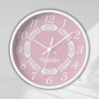Blush Pink Script Monogram Girlaname Uhr