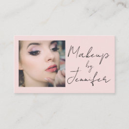Blush Pink Script Social Icon QR Code Photo Makeup Visitenkarte