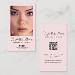 Blush Pink Script Social Icon QR Code Photo Makeup Visitenkarte