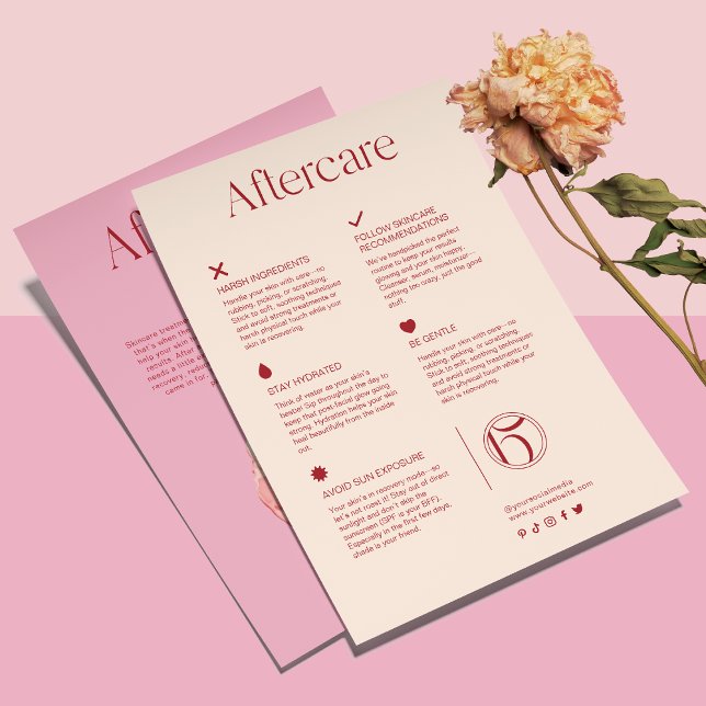 Blush Pink Service Aftercare Skincare Flyer (Von Creator hochgeladen)