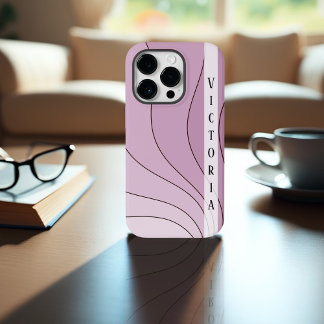 Blush Pink Shades Retro Waves Persönlicher Name Case-Mate iPhone 14 Pro Hülle