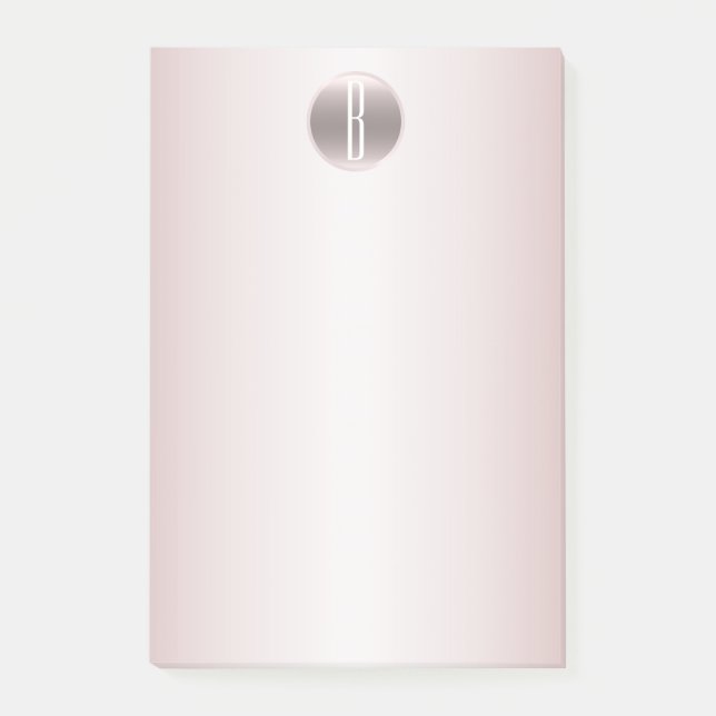 Blush Pink Shine & Shimmer Glam Rustikale Monogram Post-it Klebezettel (Vorderseite)