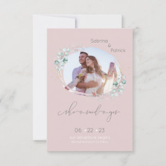 Blush Pink Sie sagte ja Foto Save The Date