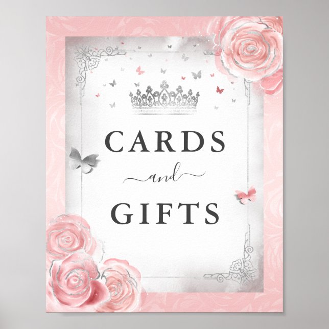 Blush Pink Silver Cards Geschenke Tabletop Party Z Poster (Vorne)