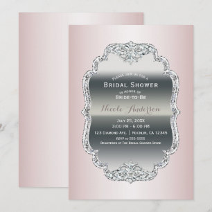 Blush Pink & Silver Diamond Blenden Vintager Glamo Einladung