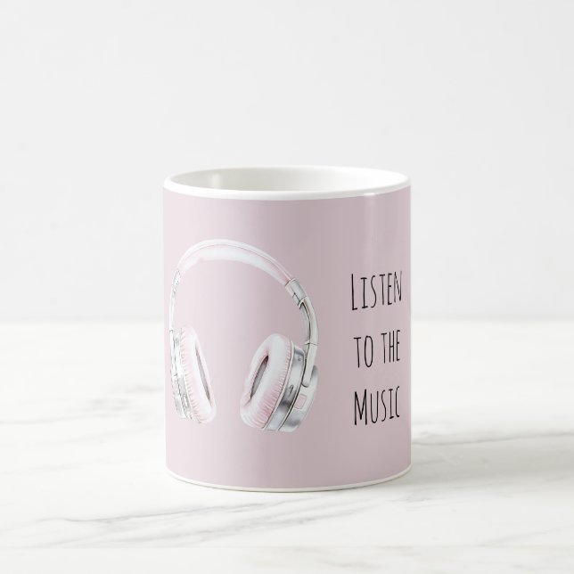 Blush Pink Silver Earphones Kaffeetasse (Mittel)