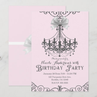 Blush Pink Silver White Bow Geburtstagsparty jedes Einladung