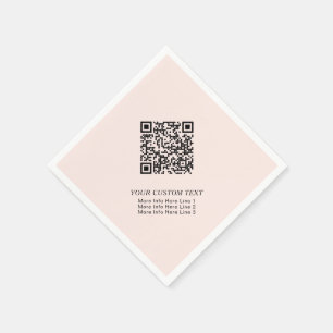 Blush Pink Simple Business QR Code Werbung Serviette