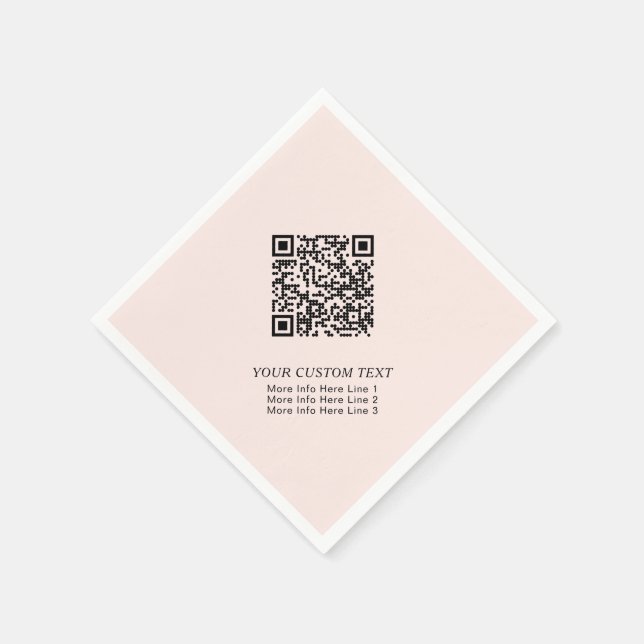Blush Pink Simple Business QR Code Werbung Serviette (Ecke)